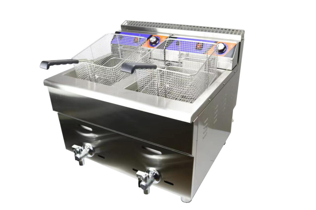 Commercial stainless steel double tank gas deep fryer
